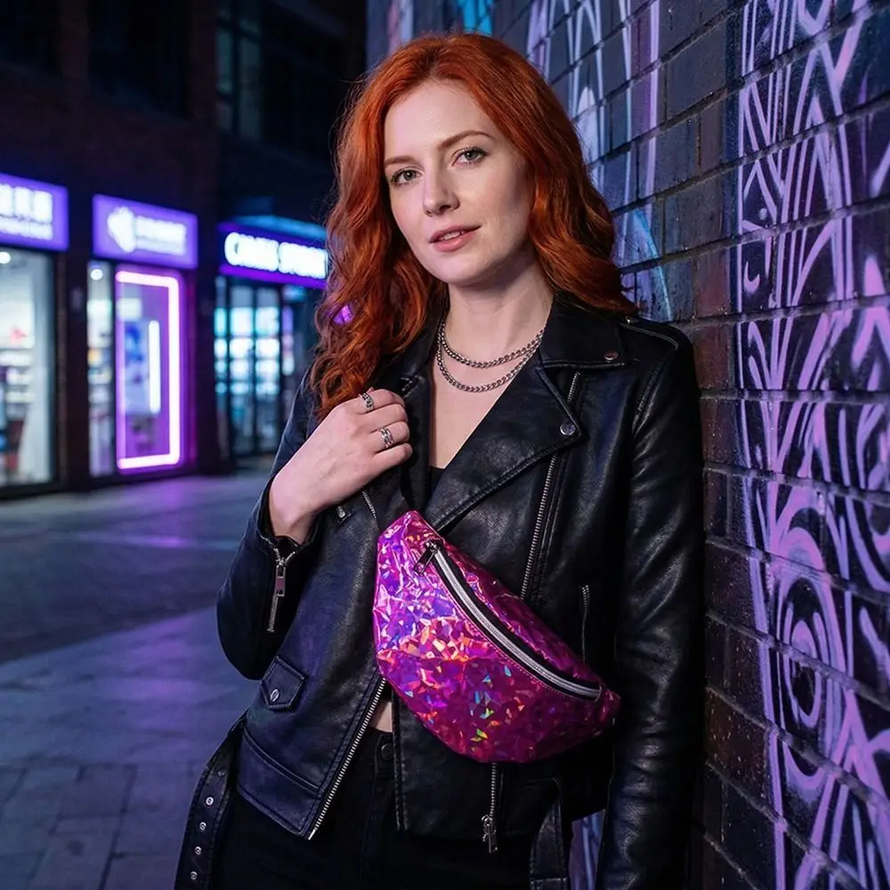 

Персонализированная элегантная поясная сумка с лазерной гравировкой, большая вместимость, блестящие пайетки, яркие ослепительные цвета, праздничная сумка на пояс