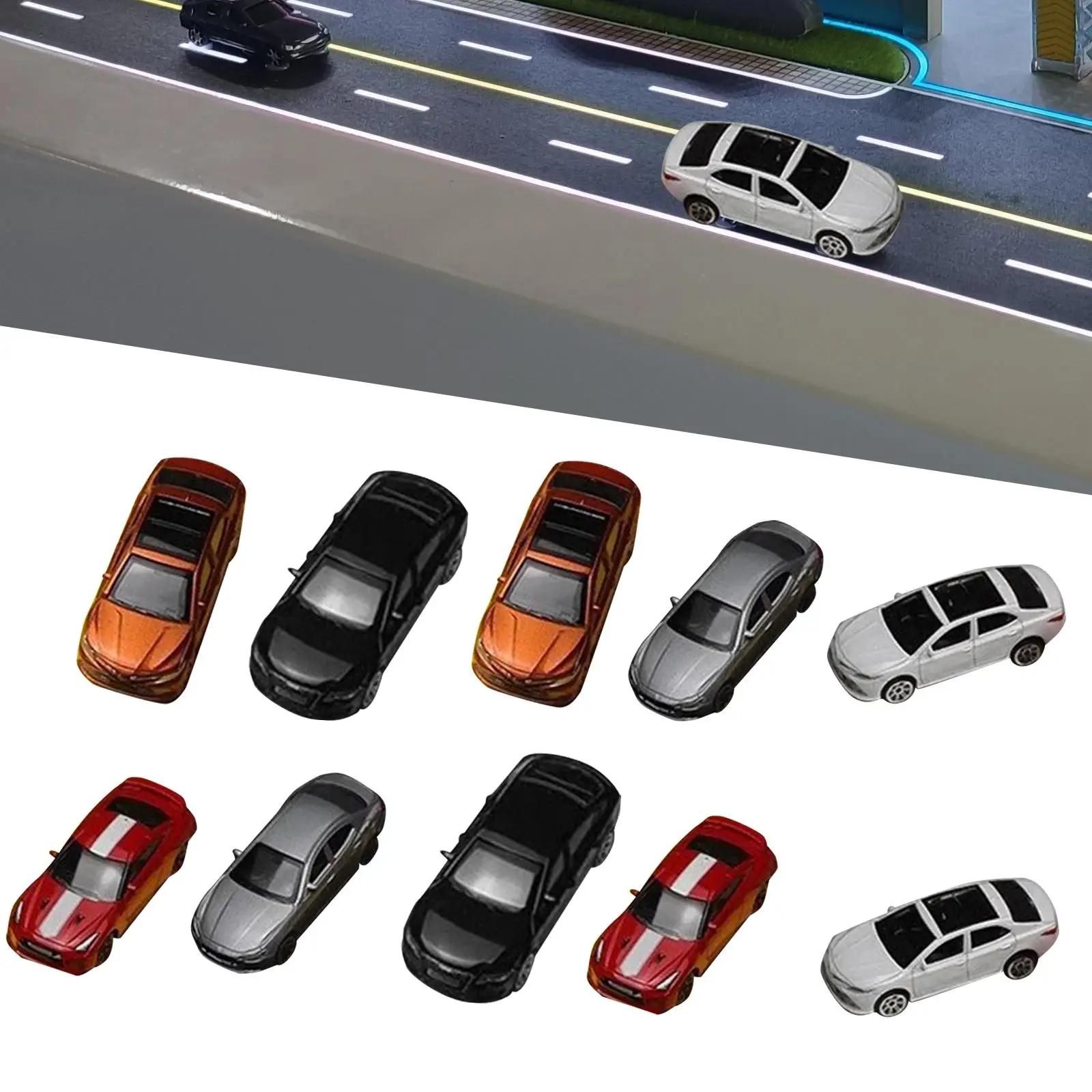 

10 Pieces 1/64 Diecast Model Car for S Scale Train Model Accessories Layout
