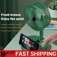 Desktop Foldable Fan Household Foldable Telescopic Fan USB Rechargeable 3 Speed Summer 2000mah Low Noise for Dormitory Office