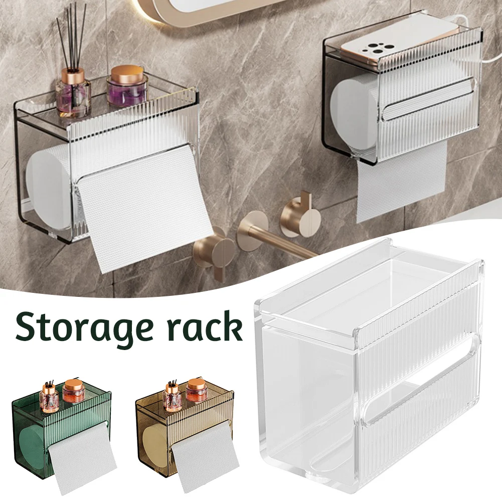 

Waterproof Wall Mount Toilet Paper Holder Shelf Toilet Roll Paper Tube Storage Rack Storage Box Tray Rack Bathroom Supplies