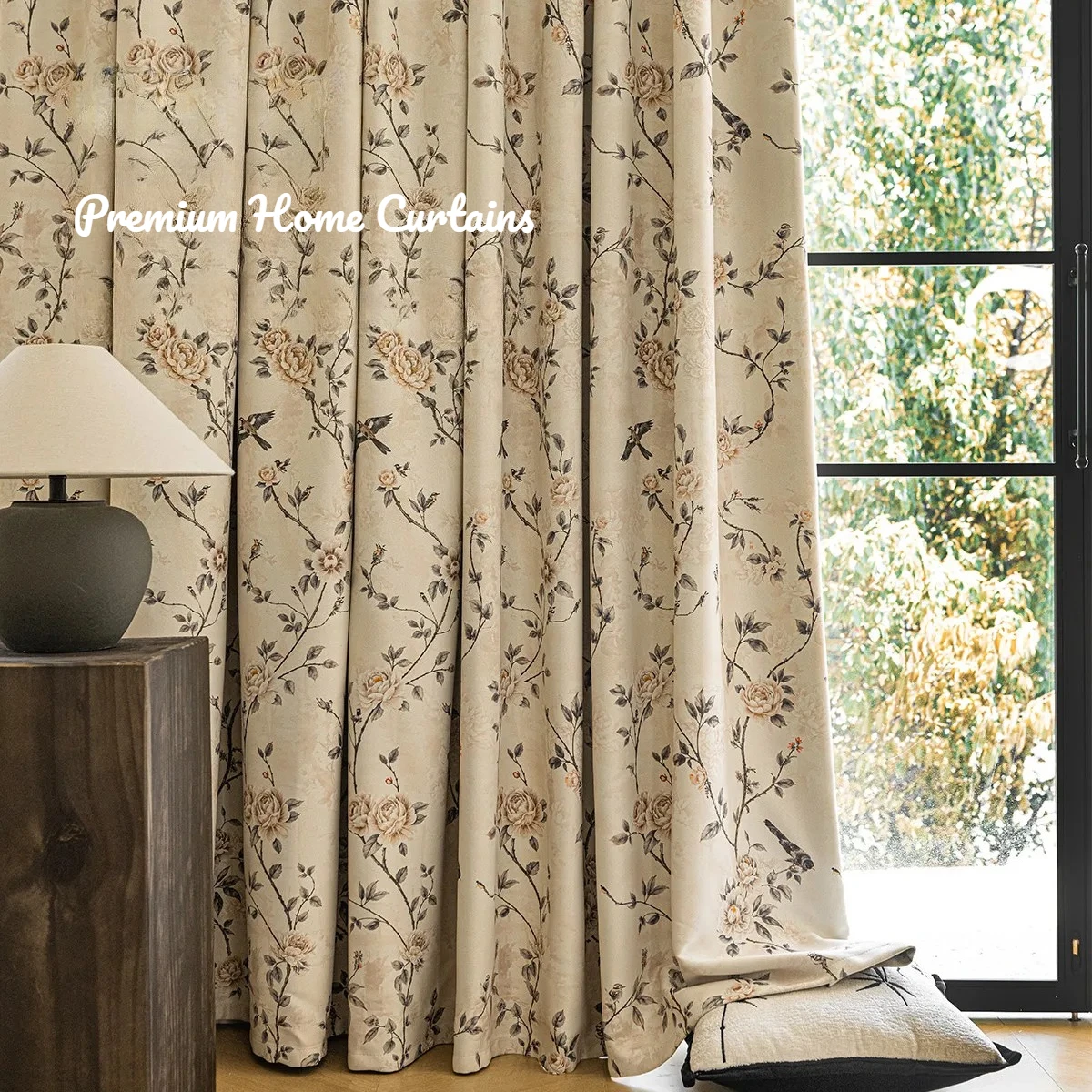 2pc New Chinese Style Thickened Home Curtains Living Room Bedroom Full Blackout High-end Windows Drapes Balcony Curtain Custom