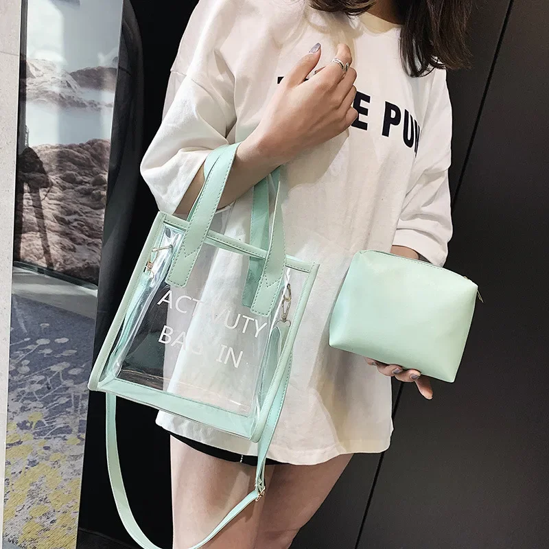 Fashion PVC Jelly Bag Transparent Handbag Summer Clear Shoulder Messenger Bags for Women Female Crossbody Bag Handbags Girls