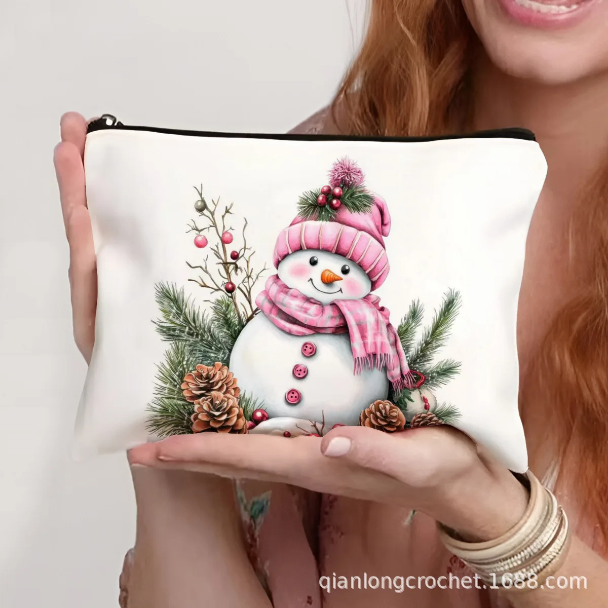 Christmas Makeup Organizer Zipper Cosmetic Bag Simple Fashion Pencil Case Wholesale DIY Makeup Pouch Makeup Bag