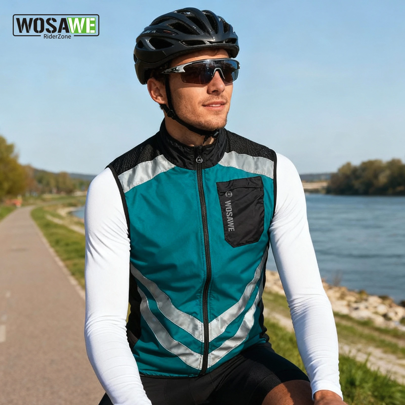 

WOSAWE Men's Windproof Cycling Gilet Breathable Road Bike Vest Bicycle Windbreaker MTB Vest Cycling Wind Vest