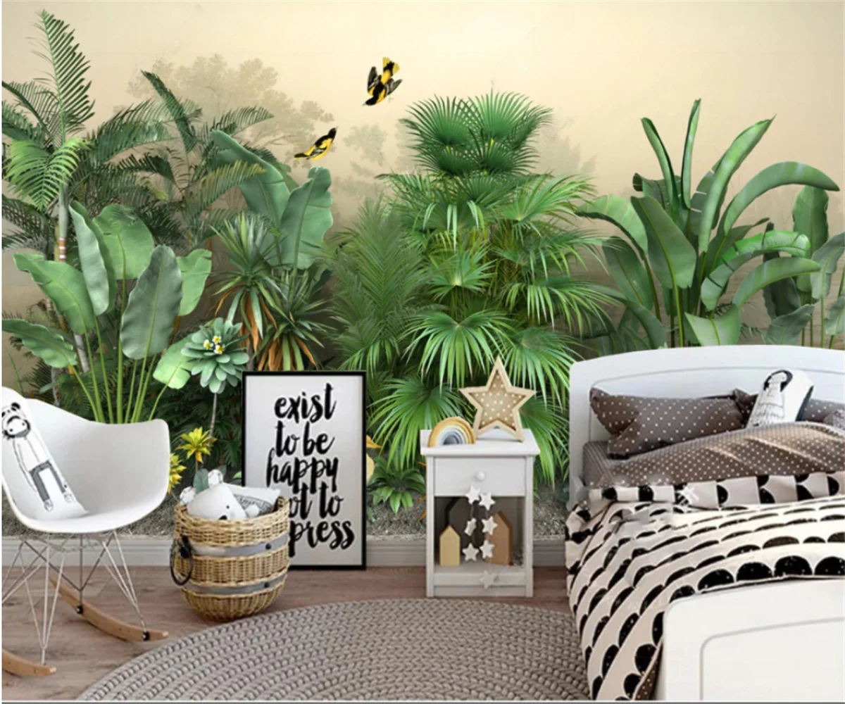 Papel tapiz personalizado para sala de estar y dormitorio, tapiz de pared de fondo de animales, paisaje de plantas de selva tropical Medieval, papel