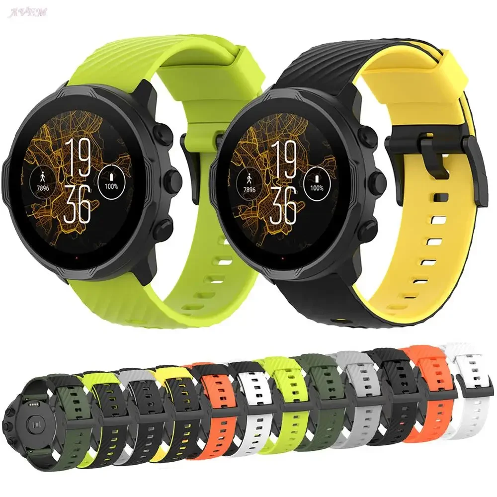 

24mm Silicone Bracelet For Suunto 9 baro Spartan Sport Wrist HR Suunto 7 D5 Machine Replacement Watch Strap Wristband