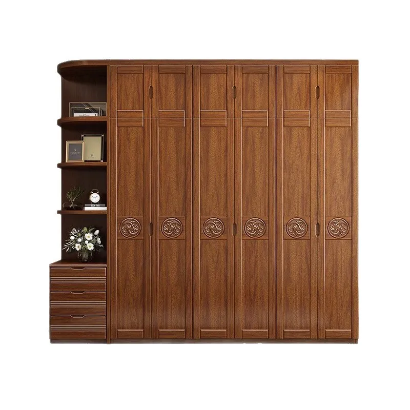 Chinese style, solid wood, wardrobe, home, bedroom, modern, simple, small apartment