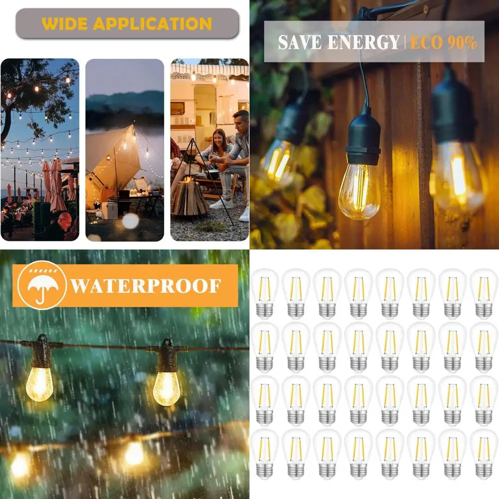 

2W S14 LED String Lights, 50-Pack, 120 Lumens, Warm White 2700K, Shatter Resistant Bulbs