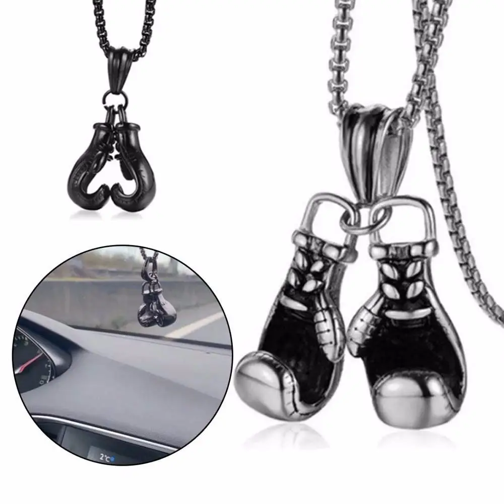

Necklace Car Interior Dashboard Decoration Car Interior Ornaments Rear View Mirror Hanging Car Pendant Metal Boxing Gloves