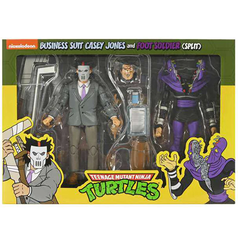 NECA 54394 TMNT Business Suit Casey Jones and Split Foot Soldier Figuras Teenage Mutant Ninja Turtle Action Figure 7-Inch Model