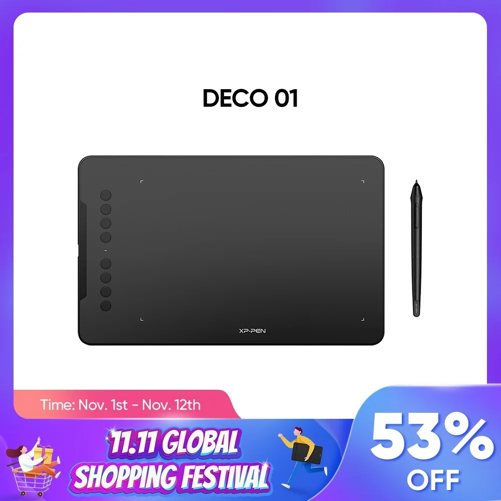 Go! Deco01 V1 Graphic Tablet Drawing Digital Tablets 8192 Levels Art Animation For Kids Windows Mac Battery Free Pen