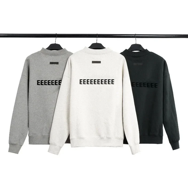 High-quality Back Flocking Letter Logo Sweater High Street Men's Pure Cotton Pullover Luxurious Design Women's Oversized Hoodie