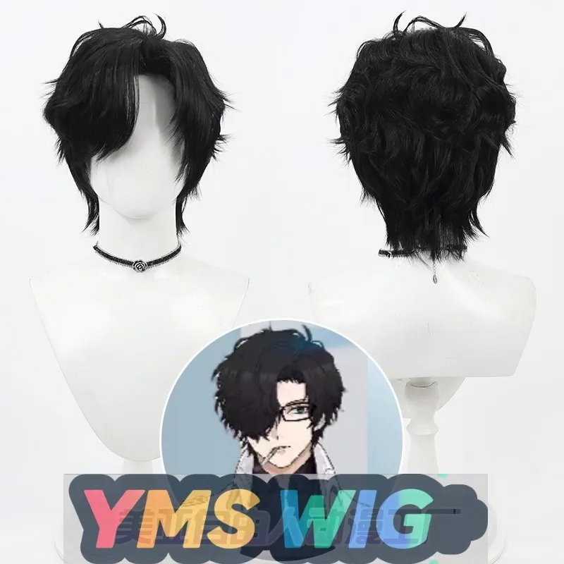 

[YMS WIG] Azure Blue File Teacher Xia Lai's Wig Is Bumpy Black Slightly Curled On The Left