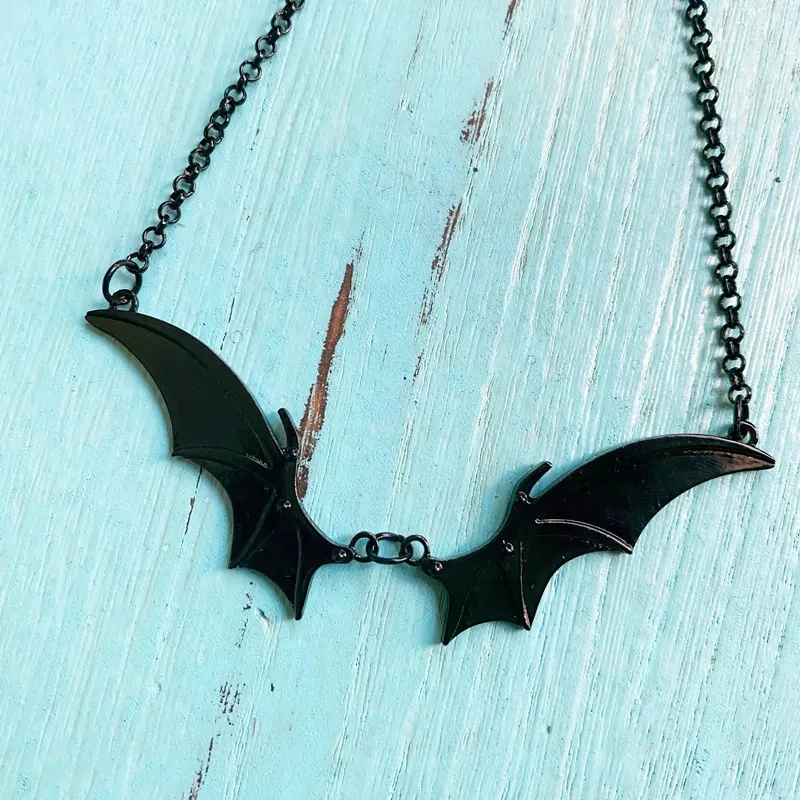 Goth Vampire Vintage Bat Wings Pendant Choker Necklace Christmas Witchy Gift For Women Best Friends New Fashion Jewelry