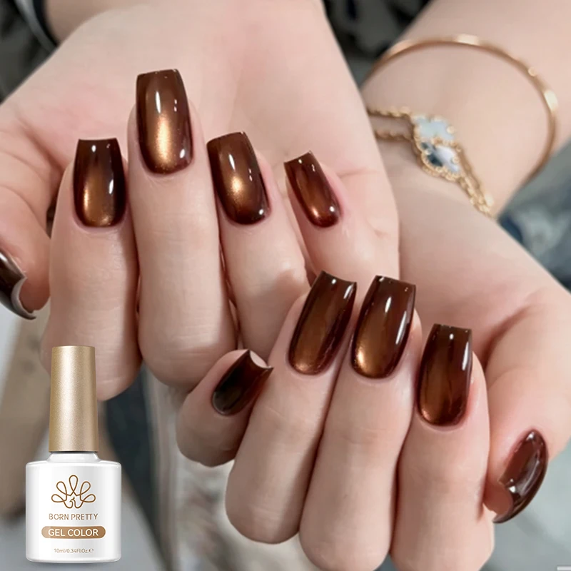 BORN PRETTY 10ml Herbstmond-Katze Magnetgel Kaffeebraun Soak Off UV LED Magnetgel-Lack Semi-Permanent Maniküre Nagelkunst