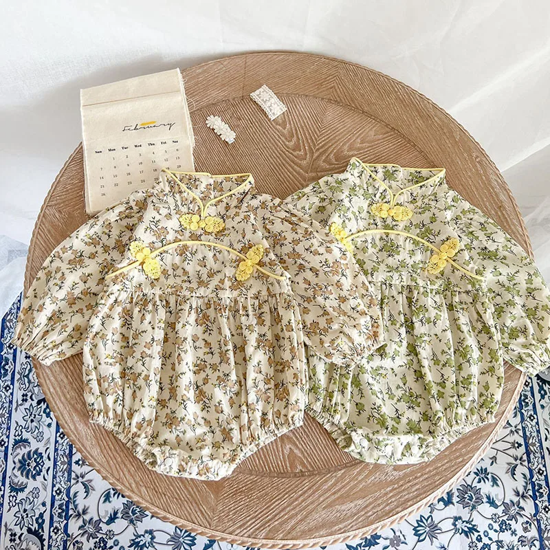 

Toddler Baby Girls Bodysuits Long Sleeve Cotton Flower Printing Newborn Baby Girls Jumpsuit Spring Autumn Baby Girls Clothes