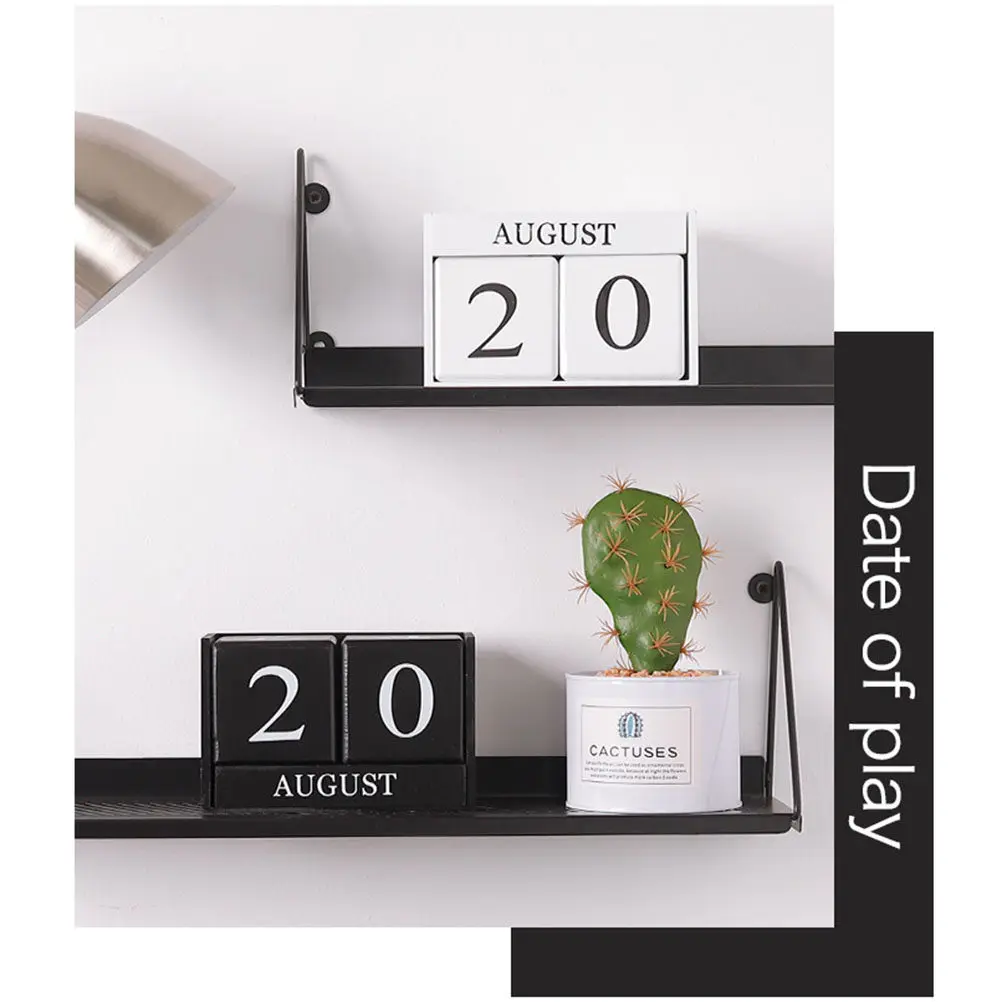 

Black Wooden Manual Desk Calendar Natural Wood Creative Desktop Decoration Office Table Ornament Wood Calendar Display