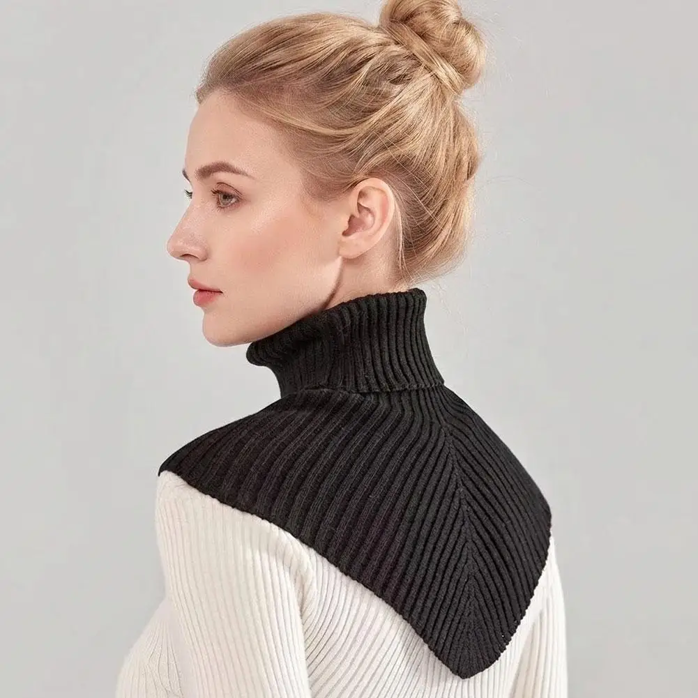 Winter Detachable Cotton Knitted Turtleneck Collar False Collar Fashion Warm Cover Head Neck Guard Collar For Women