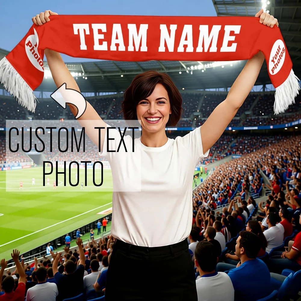 1pc Custom Team Fan Scarf - Personalized with Your Name/Text/Photo,Sports & Special Occasions,Stadium Game, Soccer Parties,Event