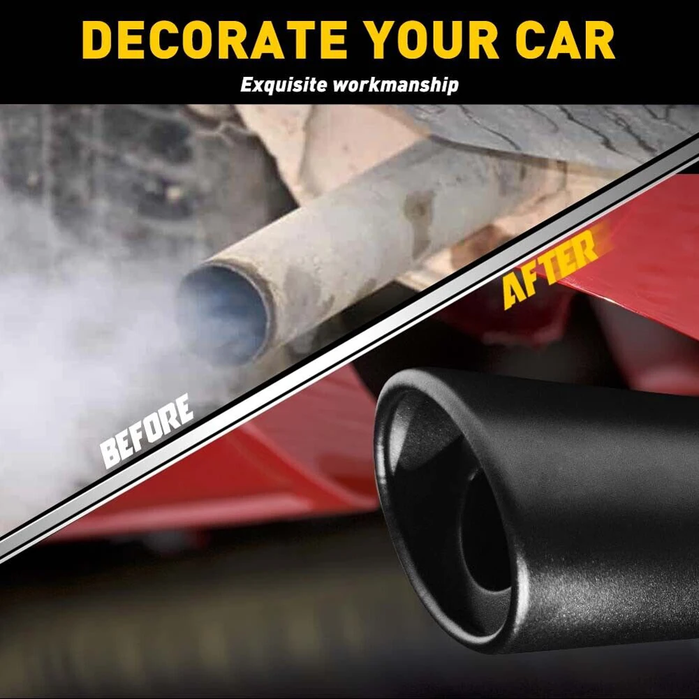 Tail Throat Tailpipe Black Car Oval Rear Exhaust Car Exhaust Muffler Tip Aluminum Alloy Tail Pipe Muffler Car Modification Parts