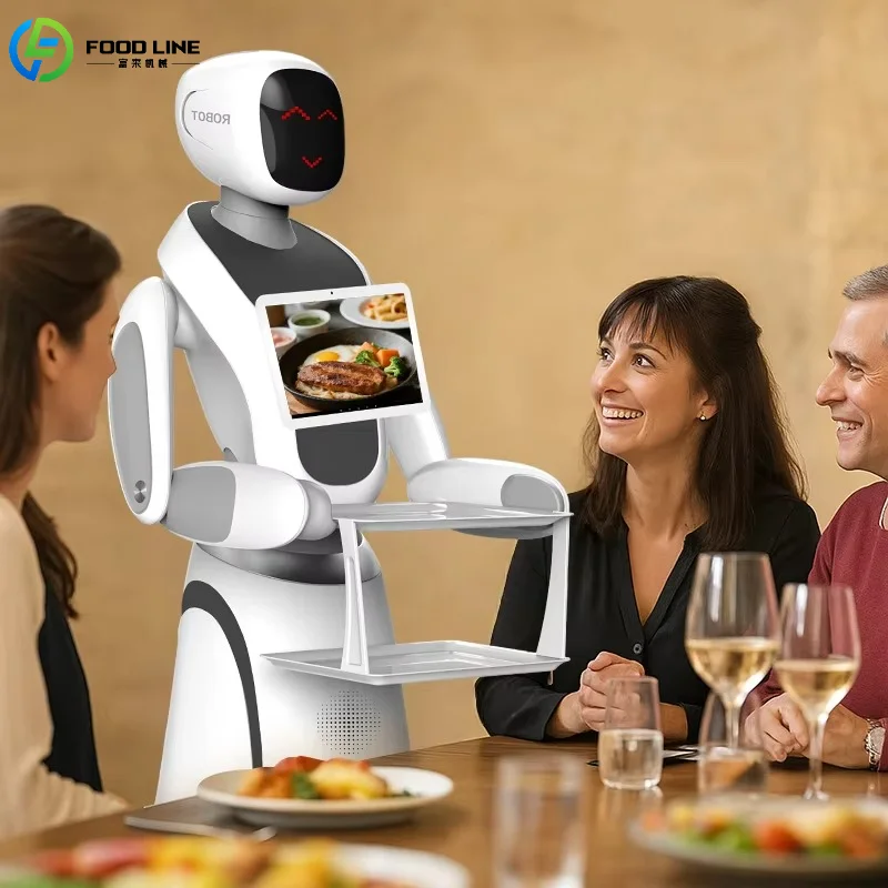 

Customized Commercial Food Delivery Robot High-Load Arm Ultra-High Pixel Camera LED Expression Touch Screen Device