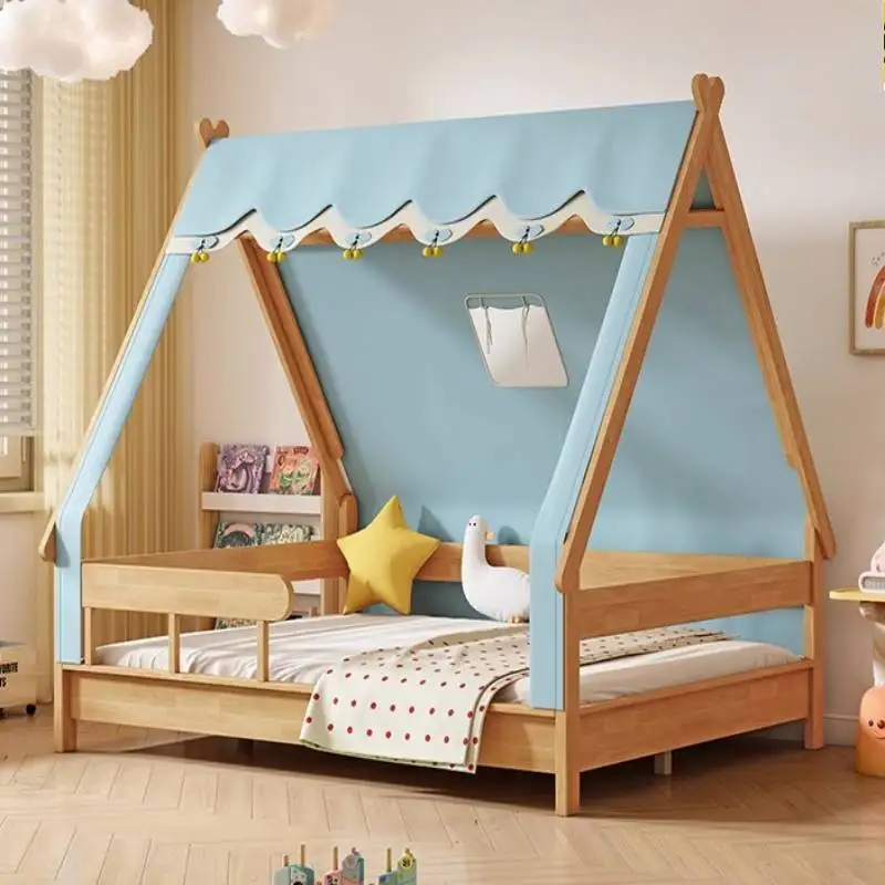 سرير أطفال بسيط بمظلة بسيط فاخر أوروبي سرير أطفال خشبي مخصص تصميم فردي حديث Lettino Per Bambini أثاث منزلي #1