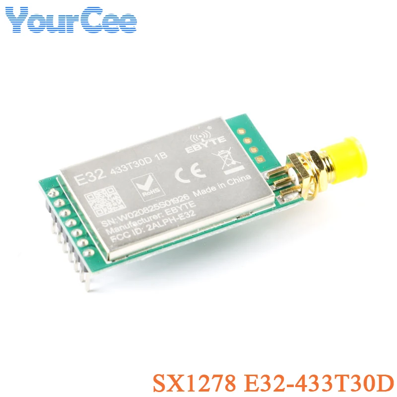 Módulo inalámbrico LoRa RF Wifi, E32-433T30D SX1278, 433MHZ, UART, 100mW, puerto serie, módulo TX RX, interfaz de antena de SMA-K