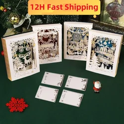 Christmas 3D Greeting Card Creative Small Card Exquisite and Premium Christmas Eve Gift Elk Decoration Gold Greeting Card 2025