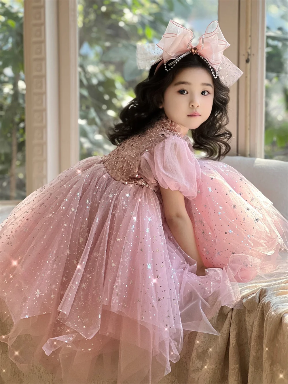 dry-pink-starry-skies-princ-puffy-sve-dr-glitter-birthday-cake-skirt-children's-ele-ort-sve-midi-skirt