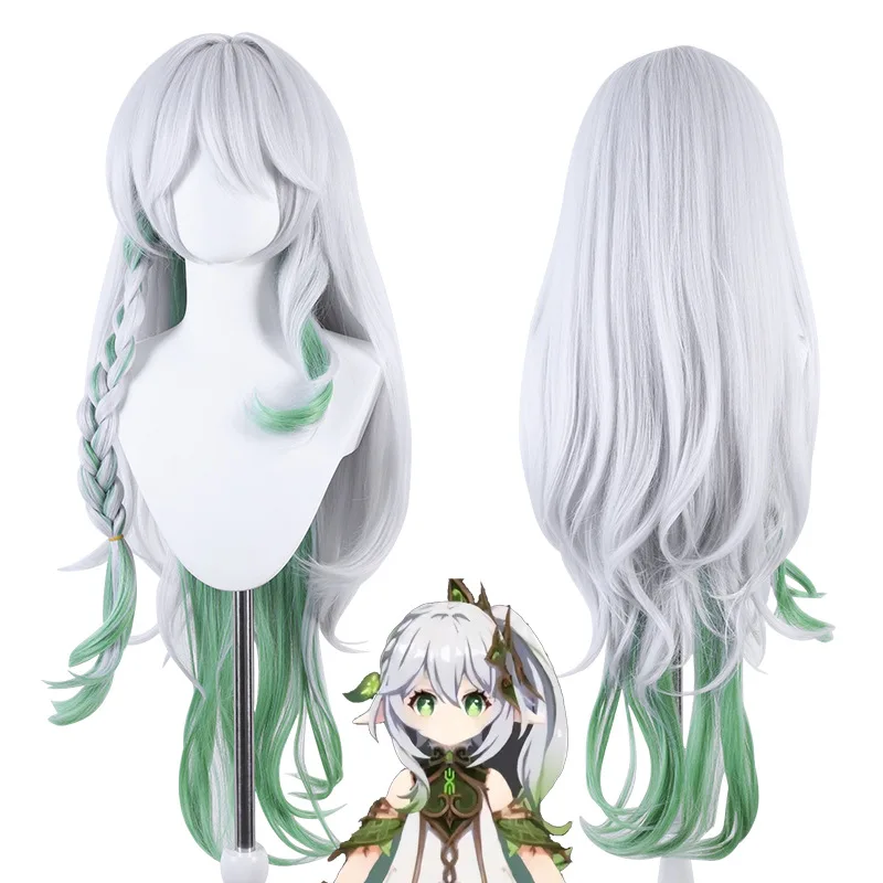 

Synthetic Wig Long Wavy Green Highlight Natural Look Cosplay Costume Party Heat Resistant Fiber