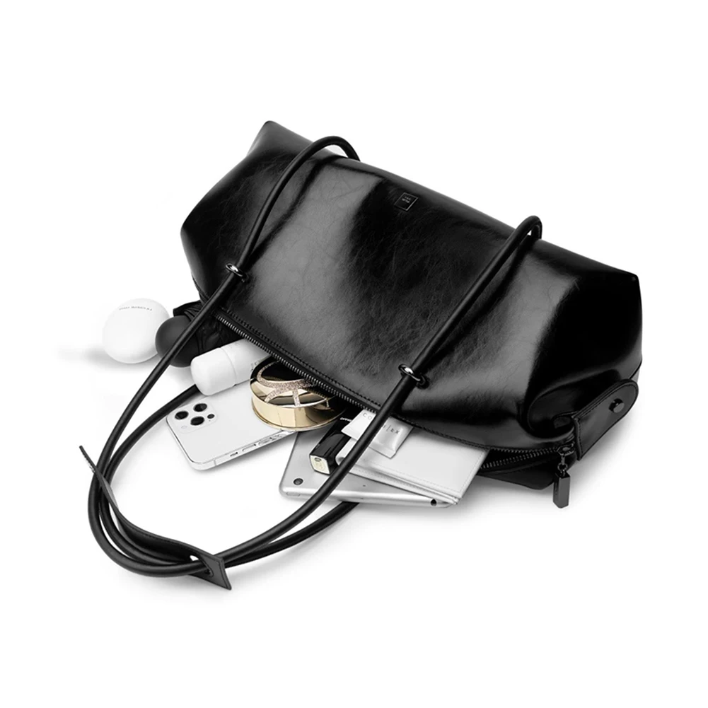 Damska stylowa torba pod pachę o dużej pojemności PU Boston Pillow Bag Casual Clutch Handbag Solid Color Zipper Closure for Vacation Party