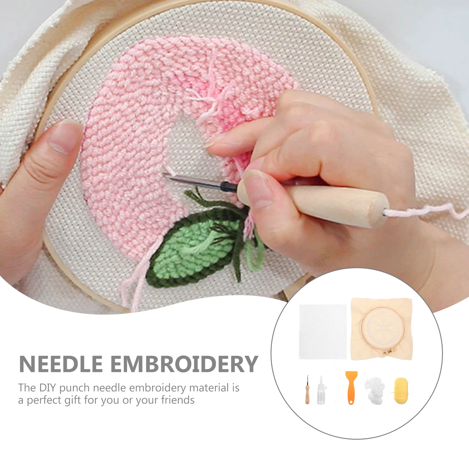 

1 Set Punch Needle Coaster Kit Premium Embroidery Cup Mat Bright Colors Durable Craft Supplies Friendly Diy Decoration