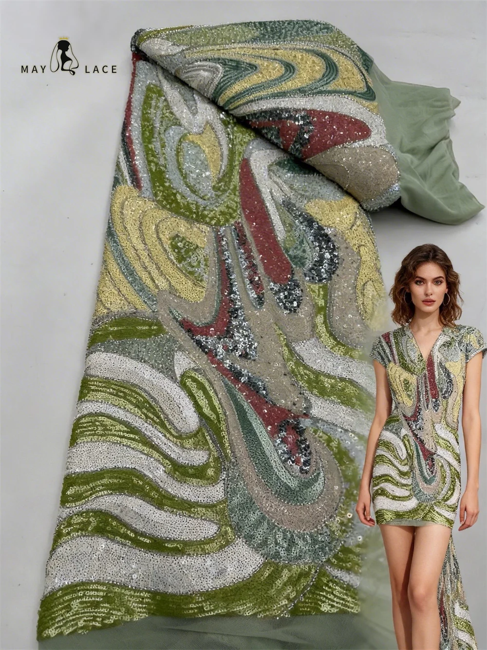 

Африканские нигерийские высококачественные тюлевые кружевные ткани с пайетками 2026 года для выпускных платьев, с вышивкой бисером, для свадебных и праздничных нарядов, сетчатая ткань для шитья