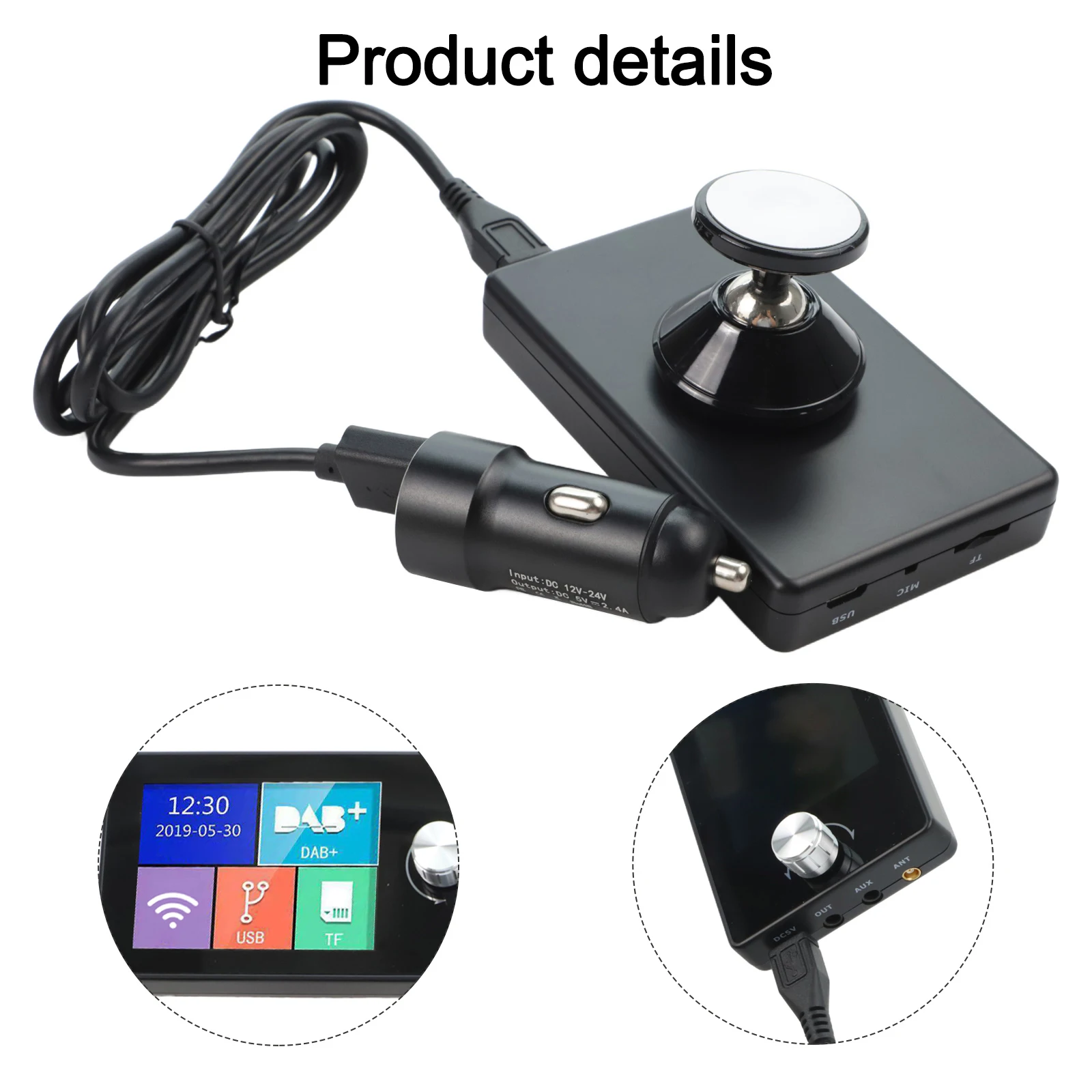 

FM-передатчик, диапазон частот 170-240 МГц, 2,8-дюймовый дисплей, совместимый с цифровым звуком AUX, высокая чувствительность