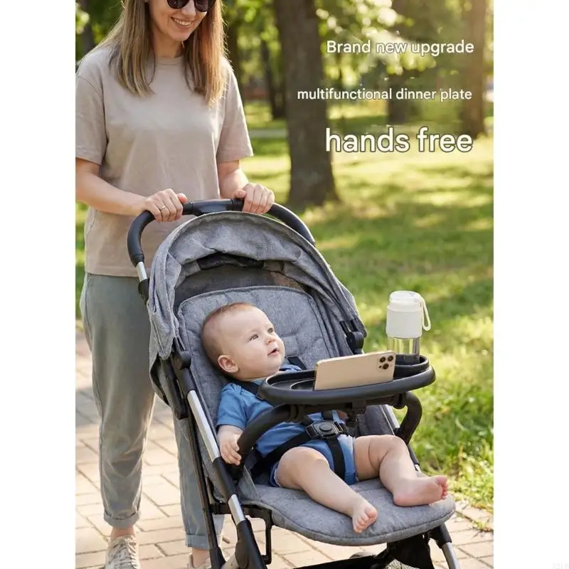 Universal Baby Strollers Tray with Cup Phone Holder Easy Installation For Safe And Convenient Feeding During Travel A2UB