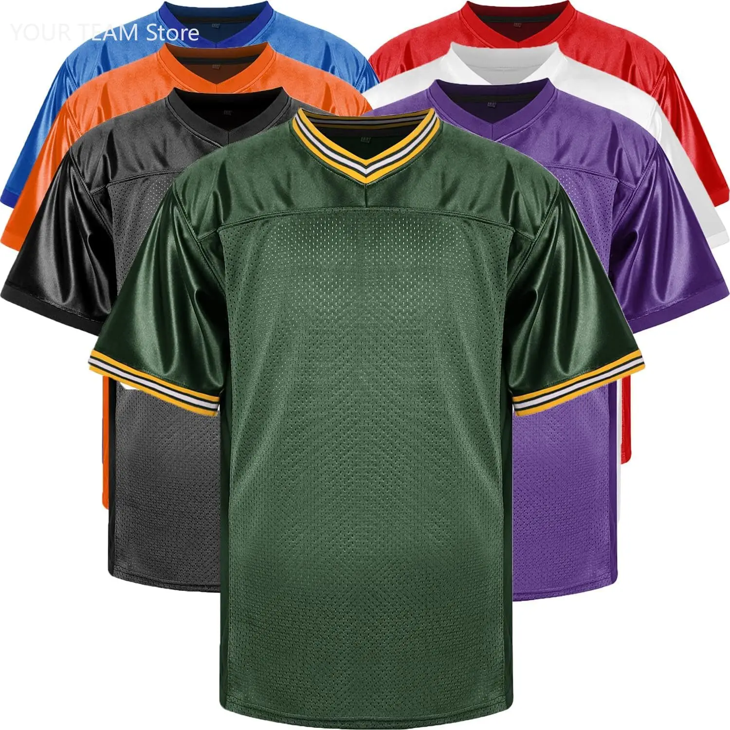 Blank Football Jerseys Mesh Athletic Football Shirt Practice Sports Uniform Black White Jersey