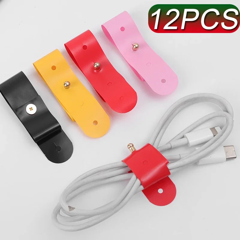 1/12Pcs PVC Waterproof Cable Straps Wire Organizer for Earphone Phone Charger Mouse Reusable Fastening Cable Ties Cord Organizer