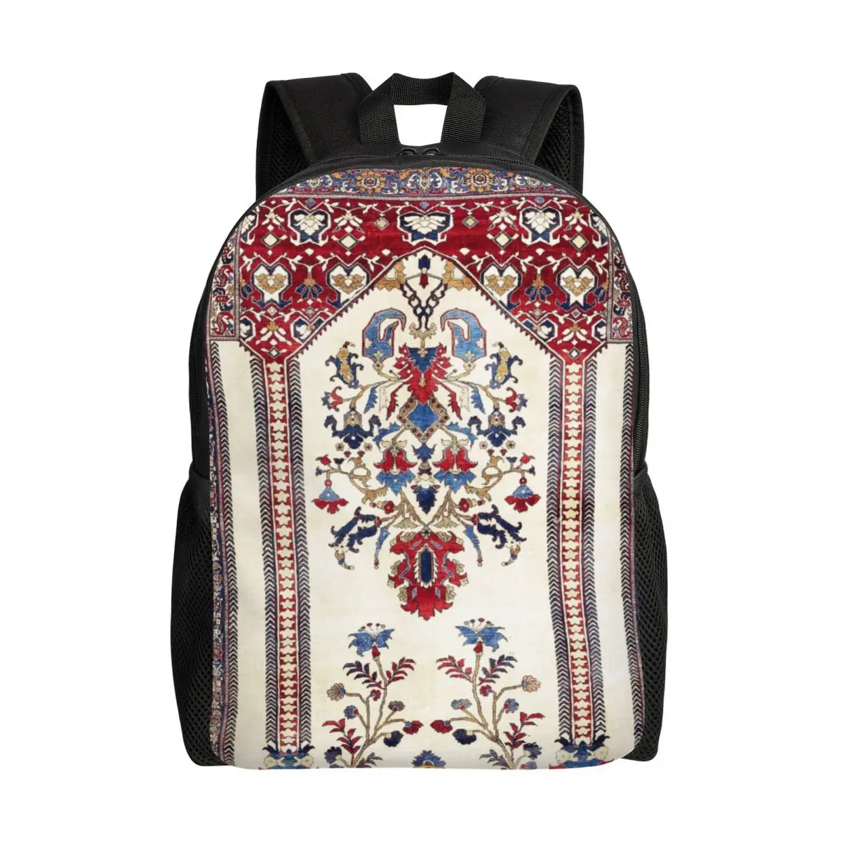 Personalized Antique Bohemian Persian Silk Rug Backpack Women Men Casual Bookbag for School College Geometric Ethnic Kilim Bags