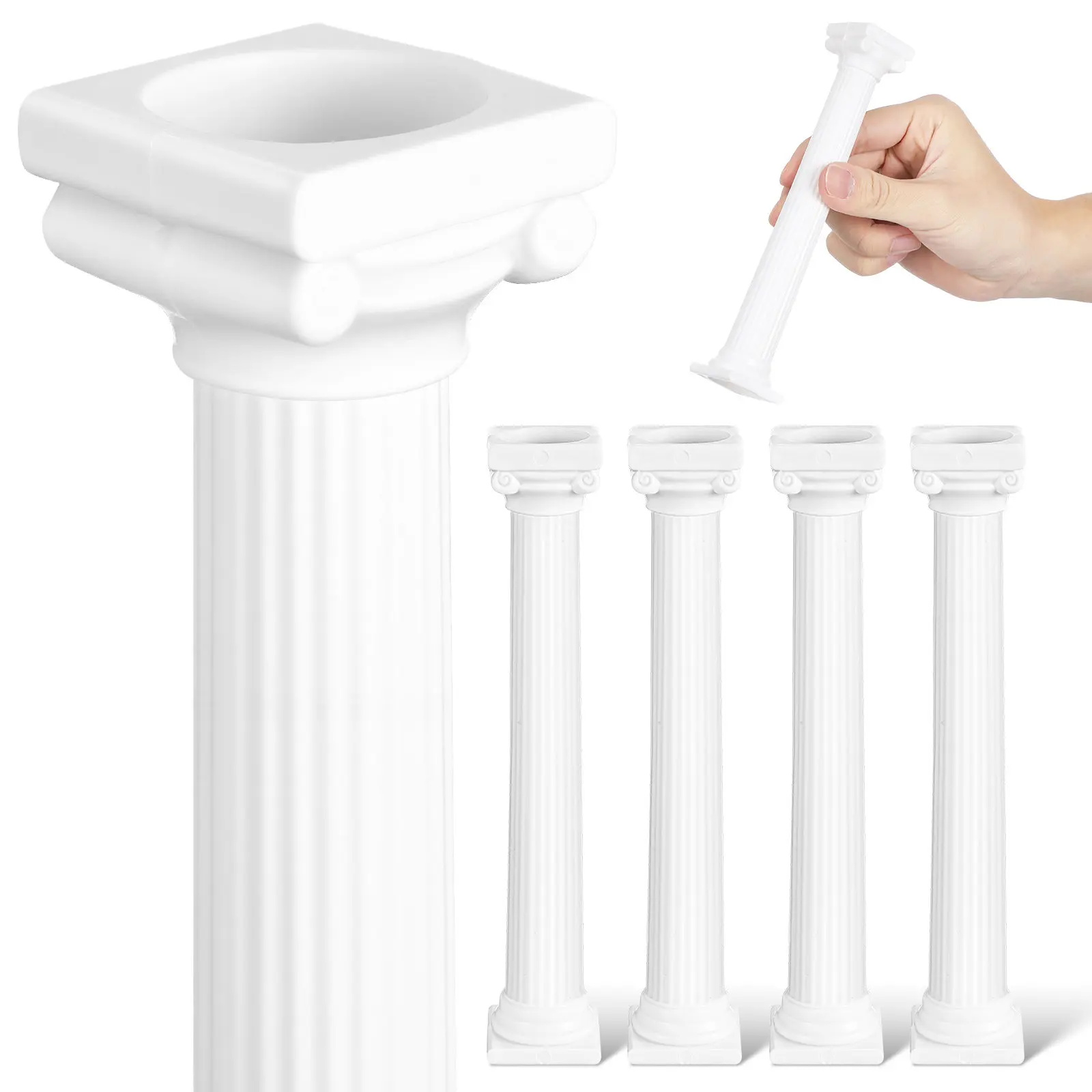6 Pcs Mini Roman Column Pillar Plastic White Decorations Columns Lightweight Classic Design For Micro Landscape Wedding Party