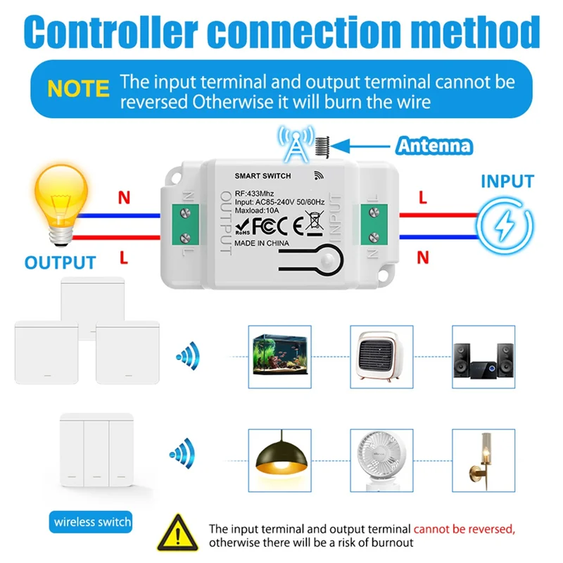

【HASD】Light Switch 433Mhz Wireless Remote Control Push Button Wall Switch Relay Receiver AC 110V 220V