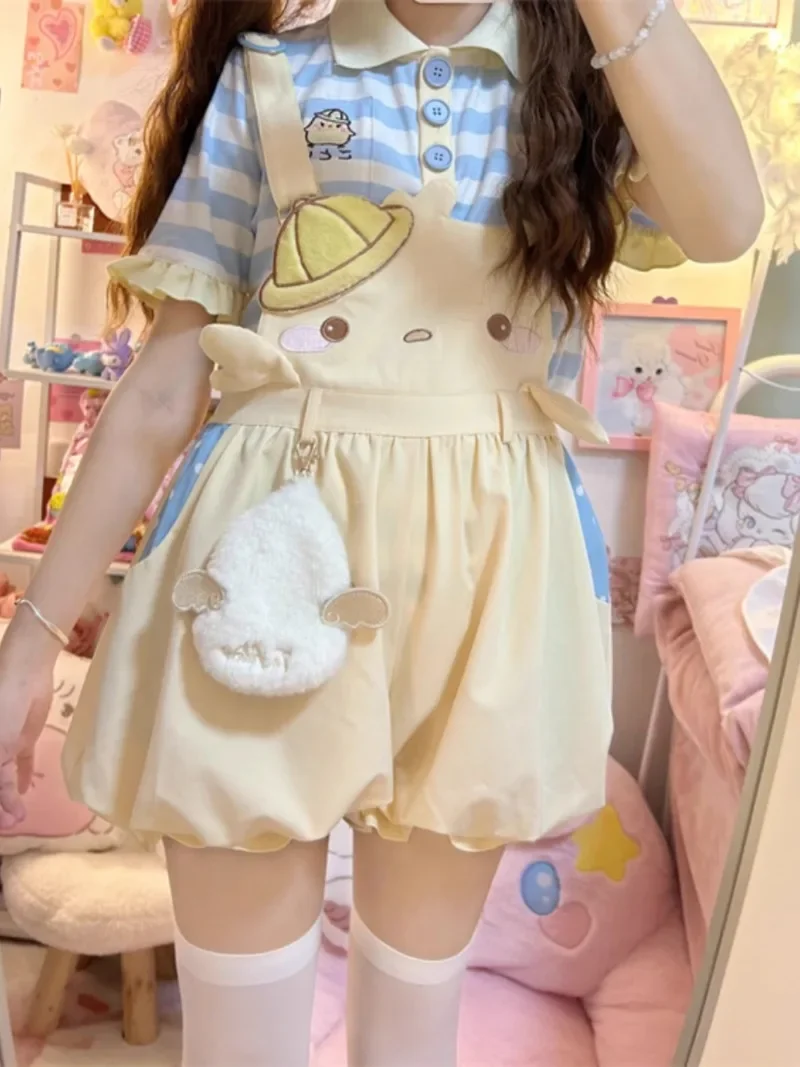 2024 Japanese Autumn Cartoon Fashion Cute Versatile Little Yellow Chicken Overalls For Women