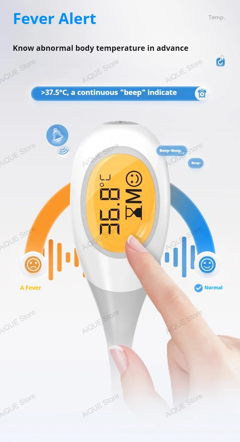 8 Seconds Backlit Fever Thermometer Medical Household Digital LCD Medical Fast Measure Kids Baby Child Adult Body Soft