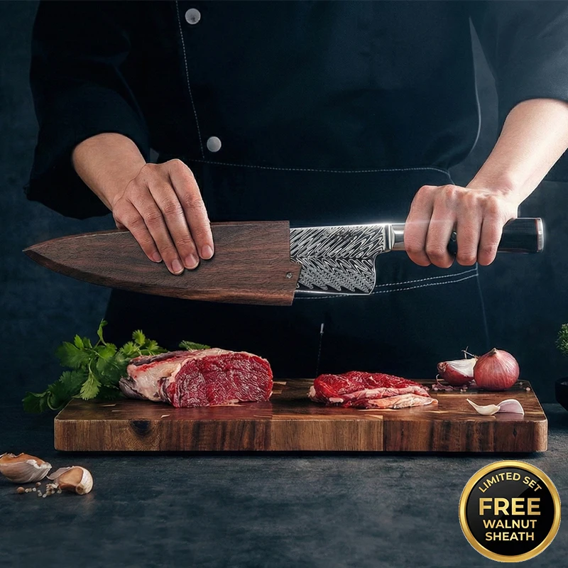 73-Layer Damascus Chef Knife - V-Gold Steel Core, High Hardness Forged Kitchen Knife - Multi-Size Available for Home Cooking - Detail 1