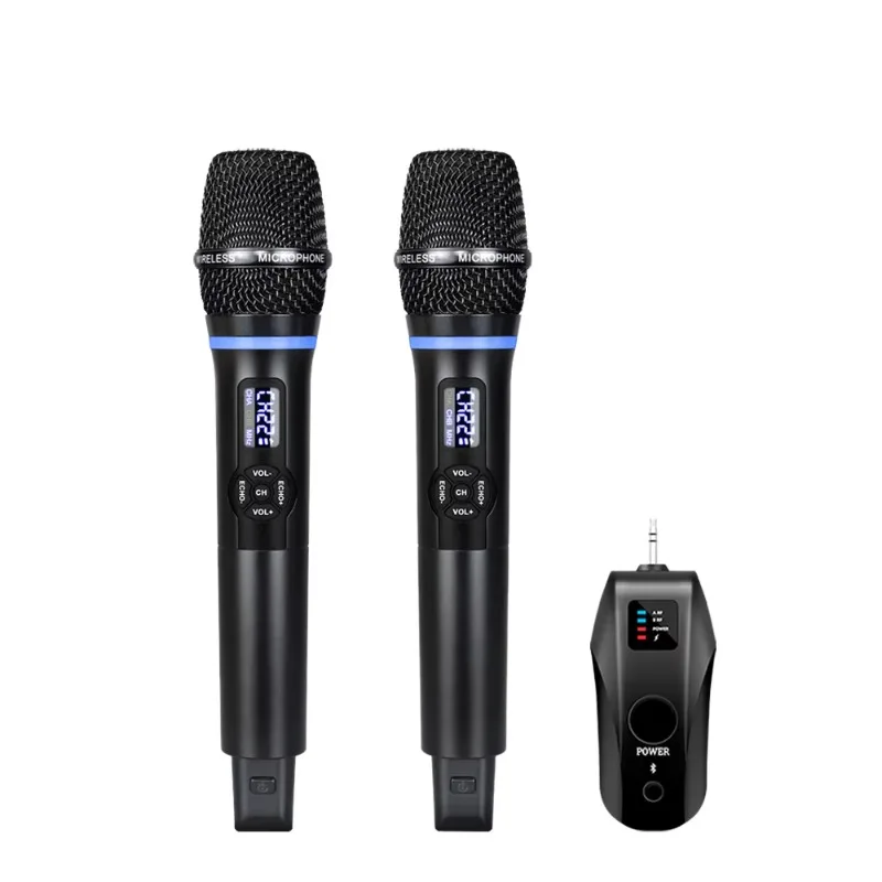 XTUGA LS08 2 Channel BT Dynamic Wireless Handheld Microphone Rechargeable Metal Plastic 30-50m Range Karaoke Use 1 Year Warranty