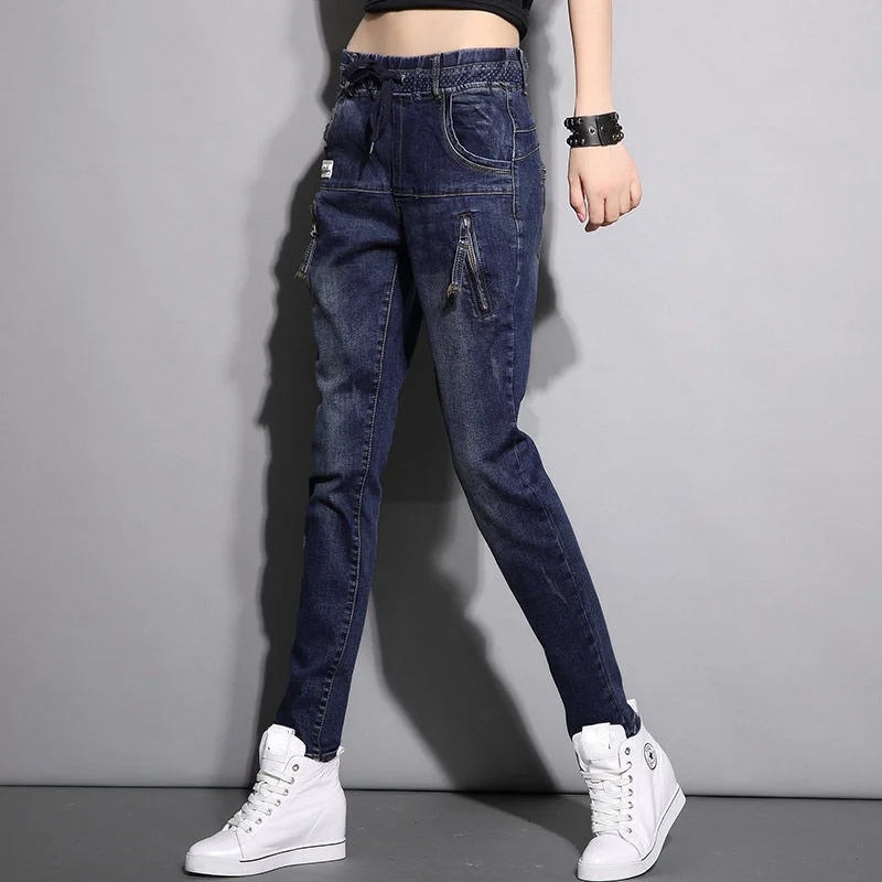 

Boyfriend Jeans For Women Harem Pants High Waist Jeans High Street Vintage Clothes Blue Denim Pants Mom Jeans