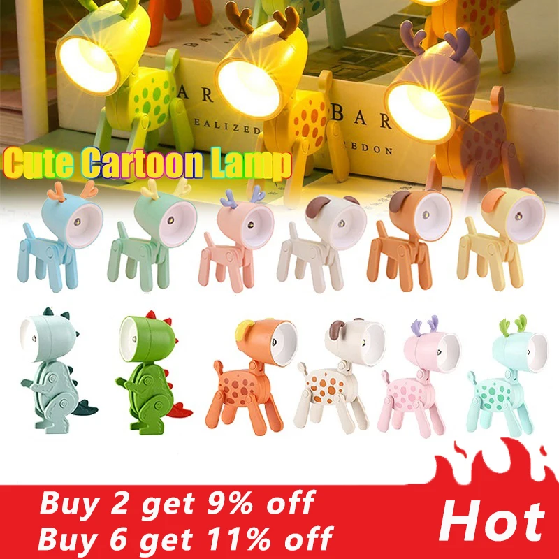 Mini Cute Pet Light Dog Lamp Creative LED Night Light Festival Gift Cartoon Pet Folding Table Lamp For Kids Room Bedside Decor