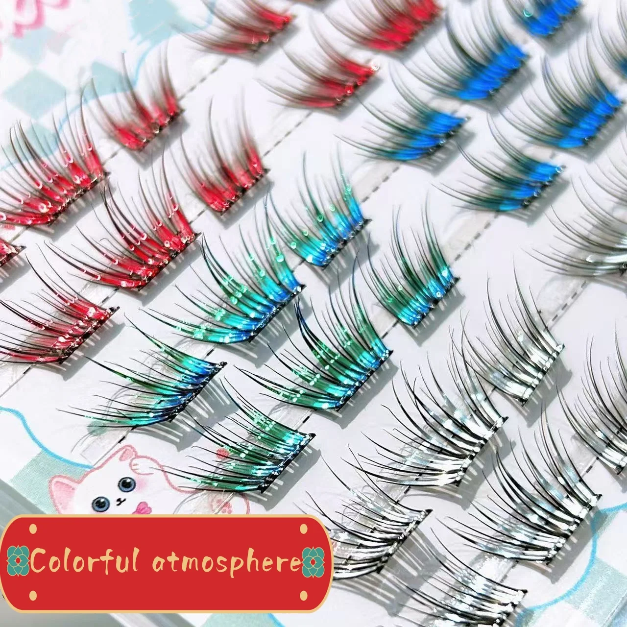 WINKLURE Glue-Free Colorful Christmas Segmented Fake Cluster Lashes Natural Eyelash extension Self Adhesive Cluster Lash
