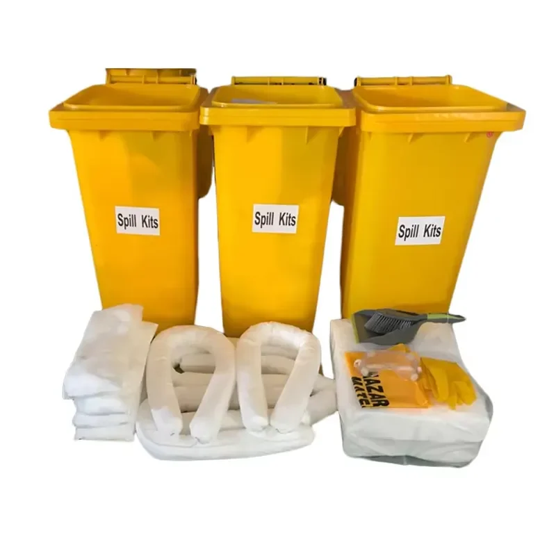 Portable Oil Spill Kit 120L Responsive Wheel Bin Oil Spill Kit