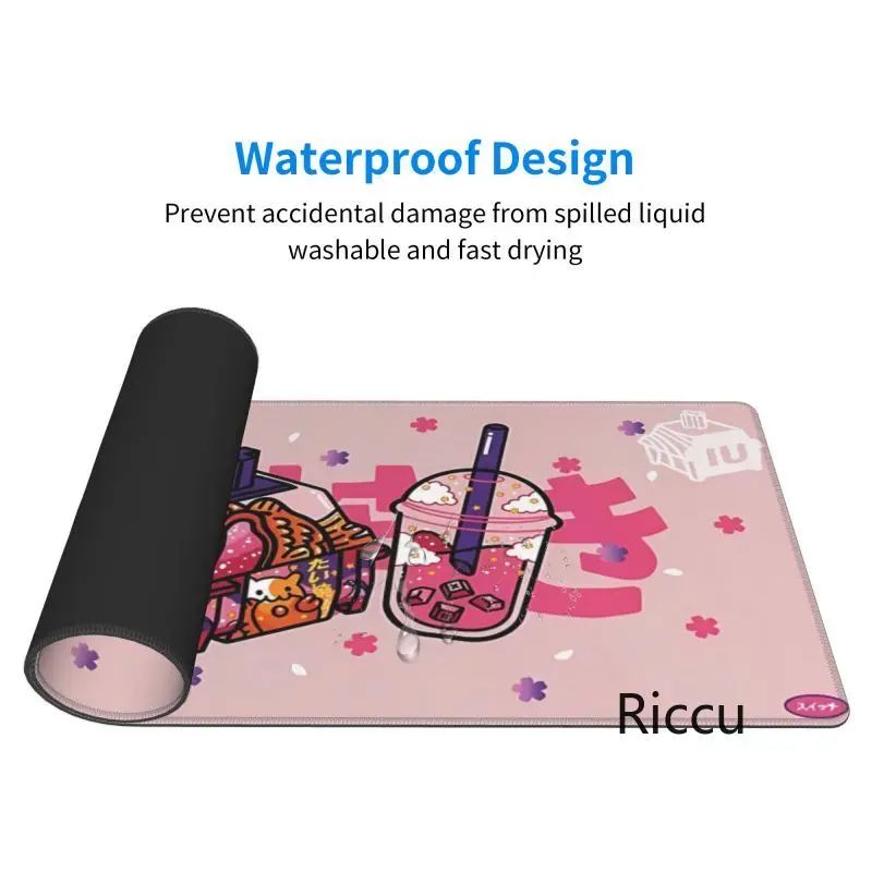 Mouse pad de borracha para computador, 900x400, japão, sushi, suitchi, interruptor, rosa, teclado gamer, mouse pad, acessórios para jogos