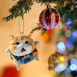 2D Fat Ginger Cat Keychain Cartoon Trendy Kitten Pendant Versatile Charm Acrylic Decor for Car,Backpacks,Home,Festive Party,Gift